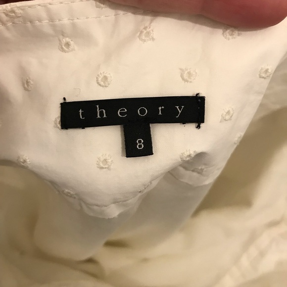 NWT Theory Eyelet Skirt 8 white defects belt a-line cotton - Picture 13 of 13